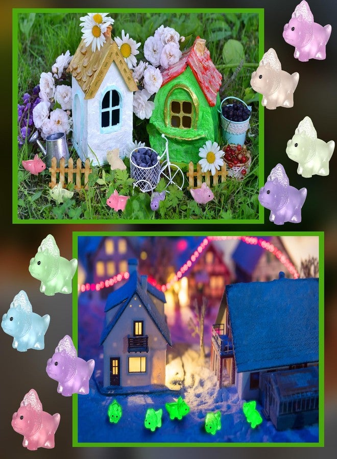 Liliful 48 Pcs Mini Resin Dinosaur Figures Small LuminousTiny Dinosaur for Mini Garden Micro Landscape Aquarium Home Decoration Outdoor Party Favors - Image 2
